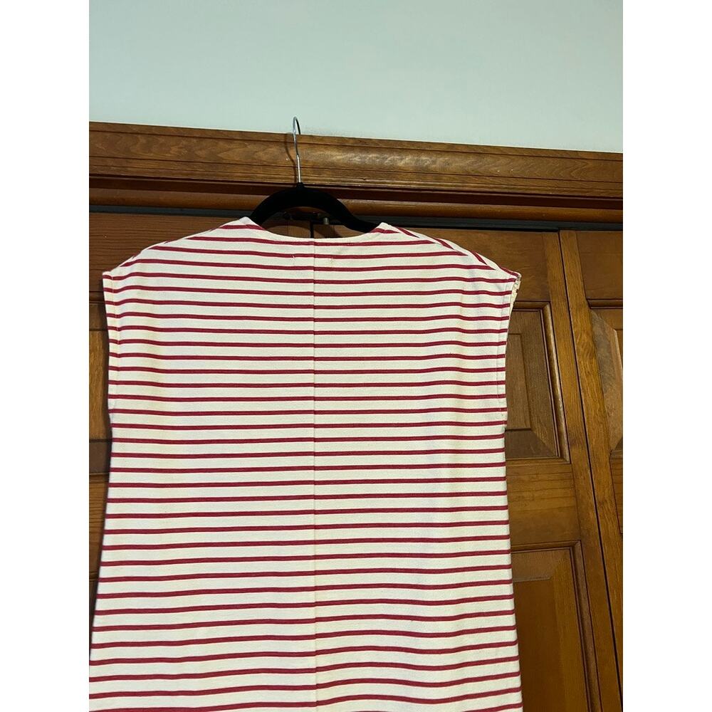 Madewell Women's Vacances Striped Sleeveless Shift Dress Red Cream V-Neck SZ XS - Picture 8 of 8